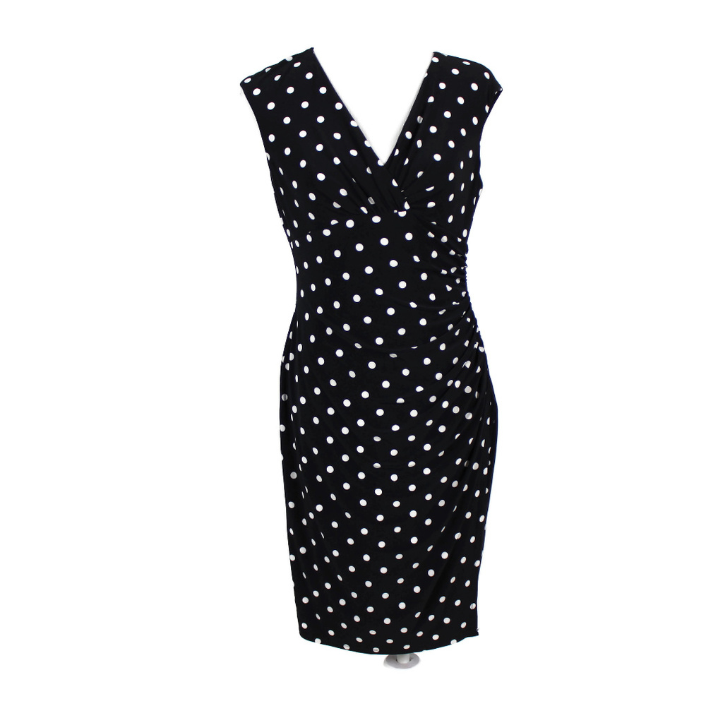 Lauren Ralph Lauren 12P Black Polka Dot Dress